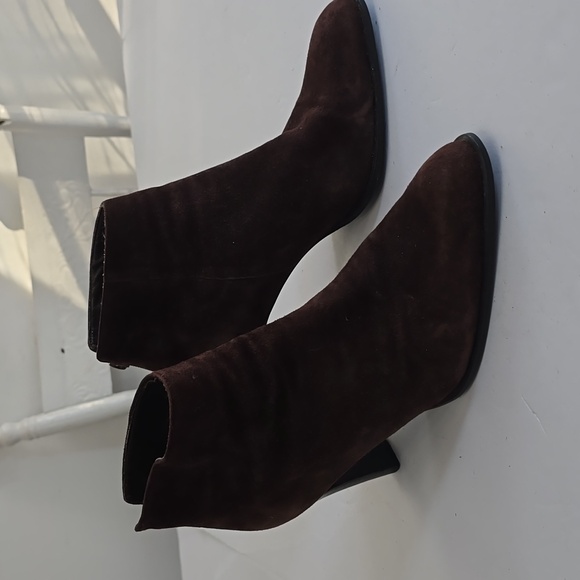 Nine West  Roca Leather Suede Zip Ankle Heeled  Boots Brown Size 9.5 - Picture 1 of 16